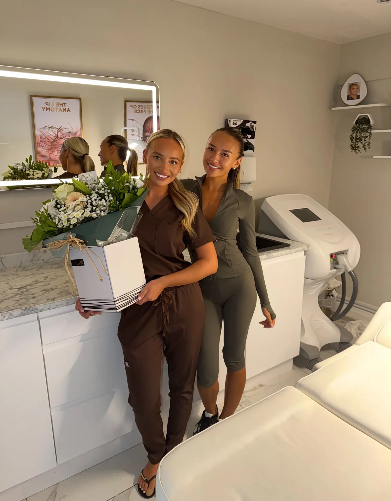 Charlotte with a colleague at the Haus of CLB clinic in Prestwich